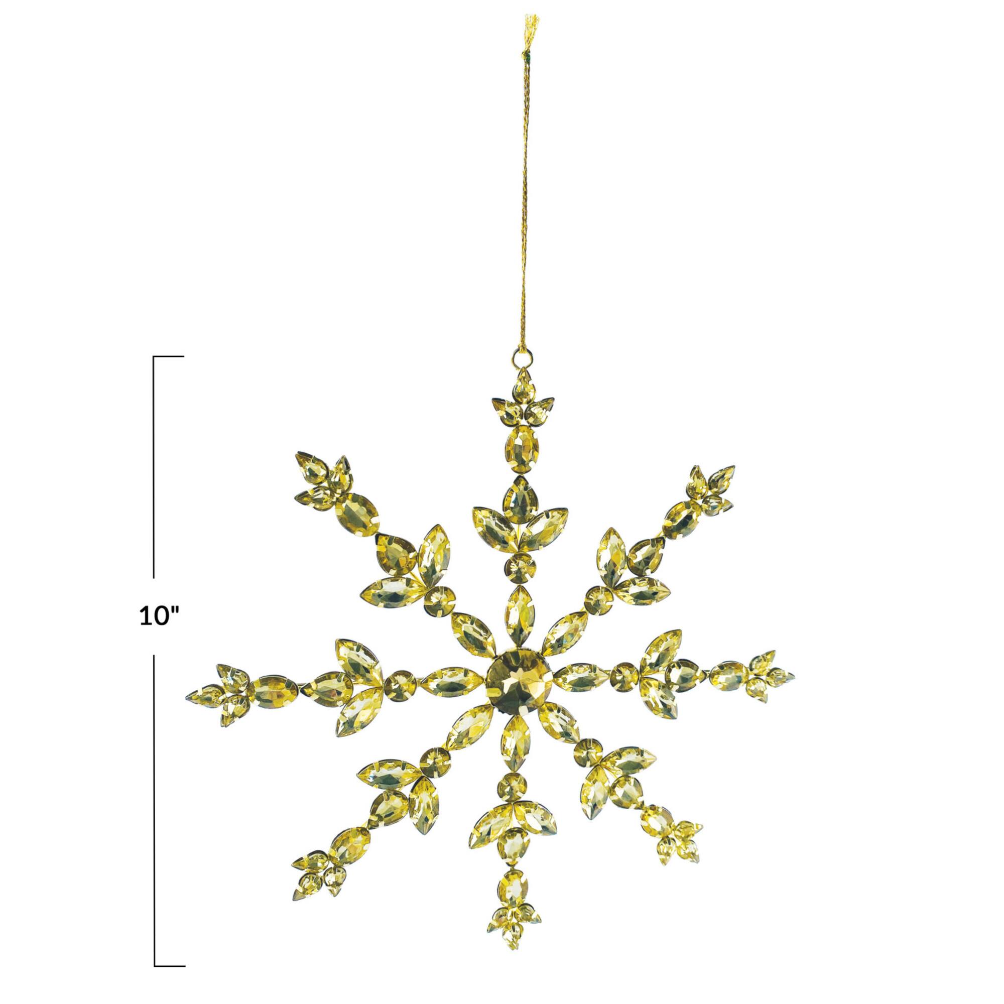 Hello Honey® 10" Gold Handmade Acrylic Jewel & Metal Snowflake Ornament